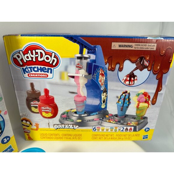 Play-Doh LOT: Kitchen Creations Drizzy Ice Cream Playset & Magical Oven Set With - Picture 4 of 6